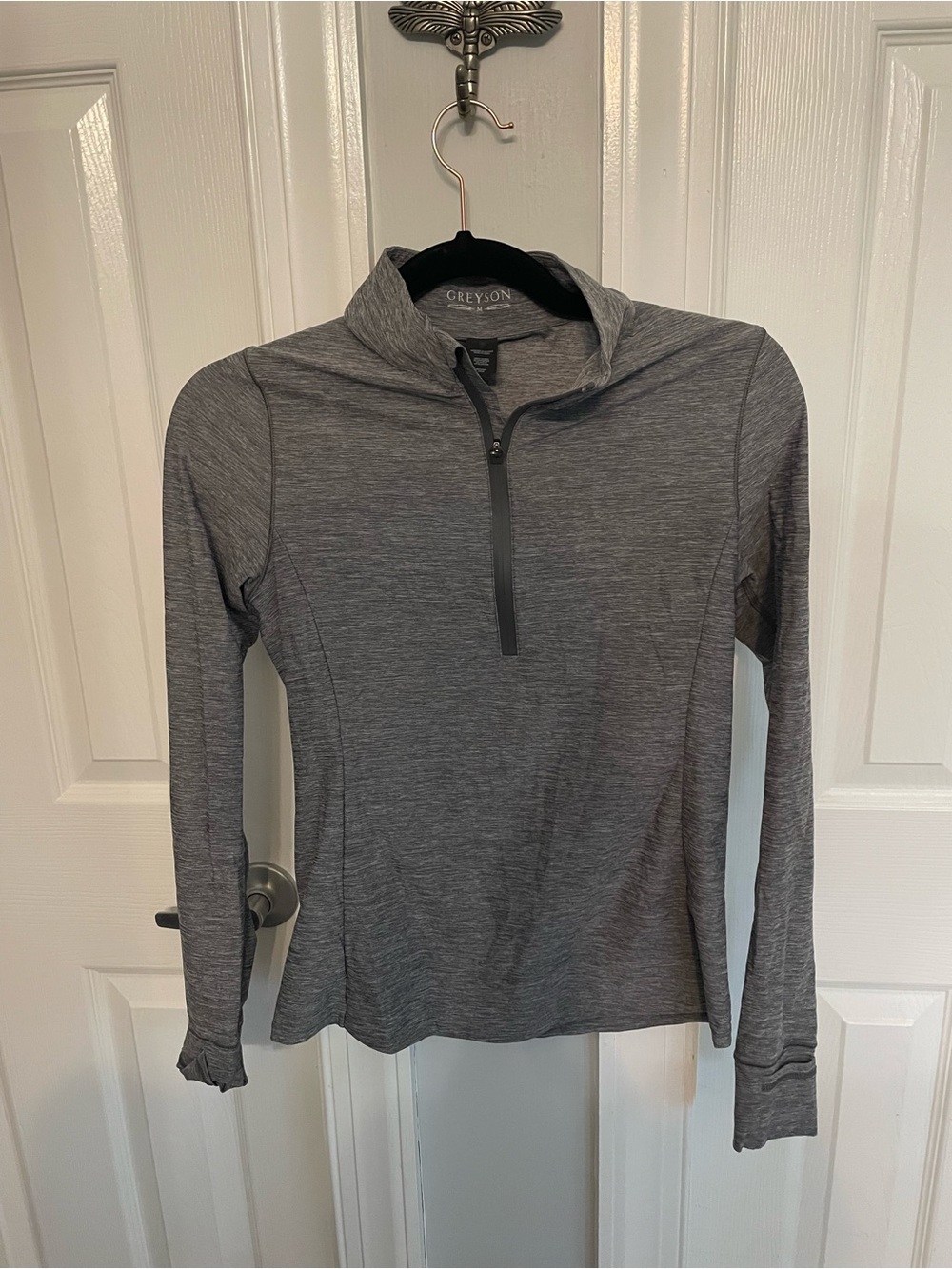 Greyson Heather Gray Long-Sleeve Quarter-Zip Pullover with Logo